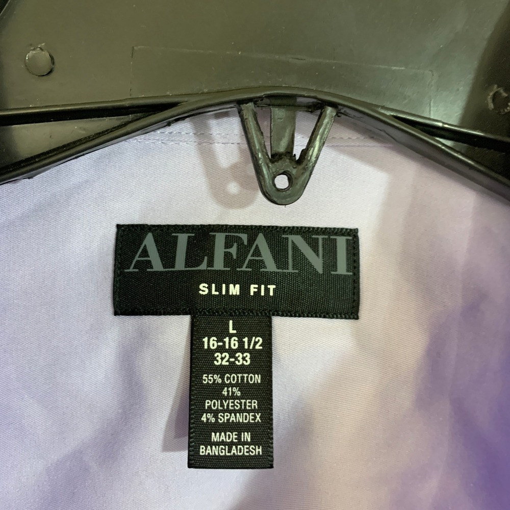 NWT Alfani Slim Fit Dress Shirt Men's Large Lilac Cotton Blend - Picture 6 of 11